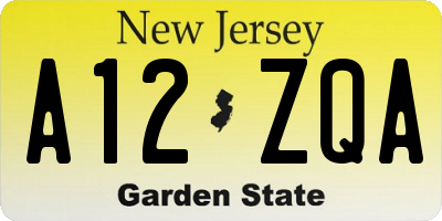 NJ license plate A12ZQA