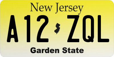 NJ license plate A12ZQL