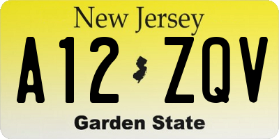NJ license plate A12ZQV