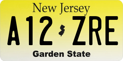 NJ license plate A12ZRE