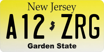 NJ license plate A12ZRG