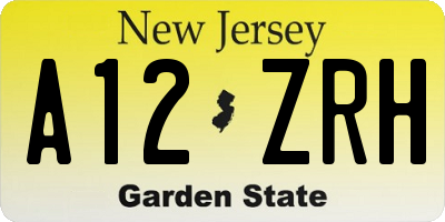 NJ license plate A12ZRH