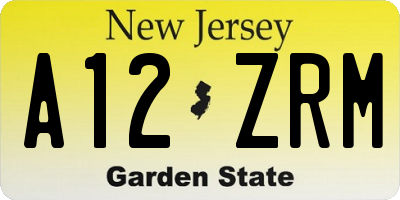 NJ license plate A12ZRM