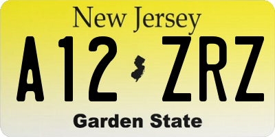 NJ license plate A12ZRZ