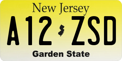 NJ license plate A12ZSD