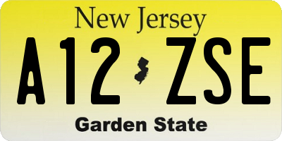 NJ license plate A12ZSE