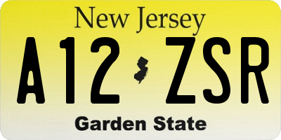 NJ license plate A12ZSR