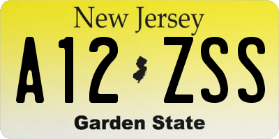 NJ license plate A12ZSS