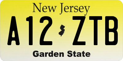 NJ license plate A12ZTB