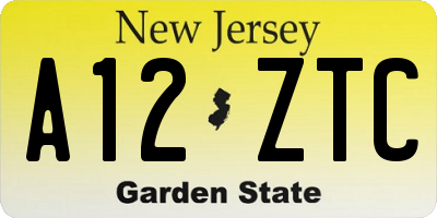 NJ license plate A12ZTC