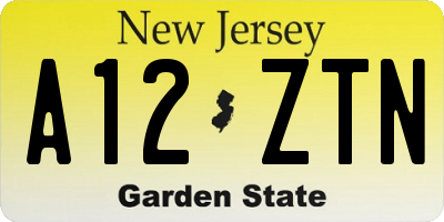 NJ license plate A12ZTN