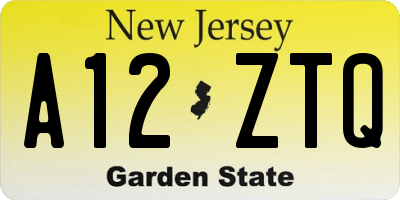 NJ license plate A12ZTQ