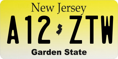 NJ license plate A12ZTW