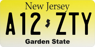 NJ license plate A12ZTY
