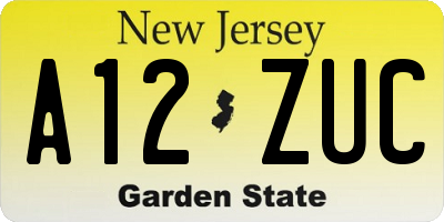 NJ license plate A12ZUC