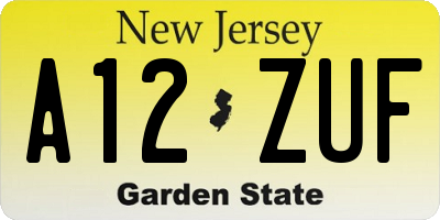 NJ license plate A12ZUF