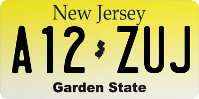 NJ license plate A12ZUJ