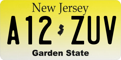 NJ license plate A12ZUV