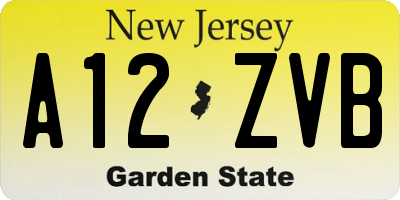 NJ license plate A12ZVB