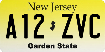 NJ license plate A12ZVC