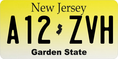 NJ license plate A12ZVH
