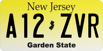 NJ license plate A12ZVR