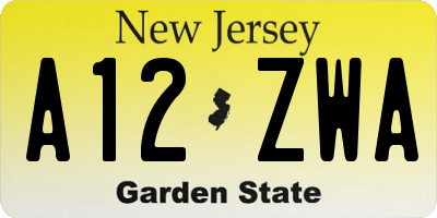 NJ license plate A12ZWA