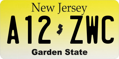 NJ license plate A12ZWC