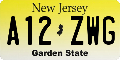 NJ license plate A12ZWG