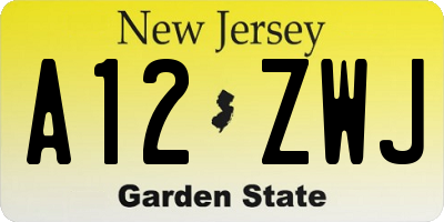 NJ license plate A12ZWJ
