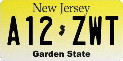 NJ license plate A12ZWT