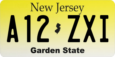NJ license plate A12ZXI