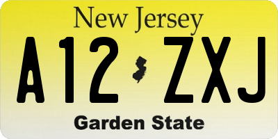 NJ license plate A12ZXJ