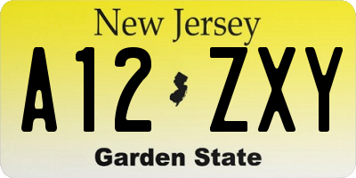NJ license plate A12ZXY