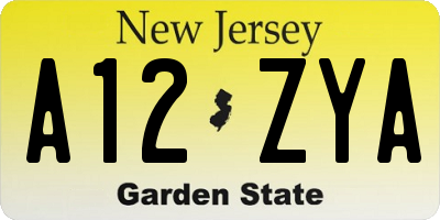 NJ license plate A12ZYA