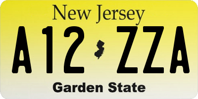 NJ license plate A12ZZA