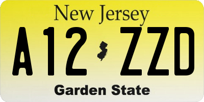 NJ license plate A12ZZD