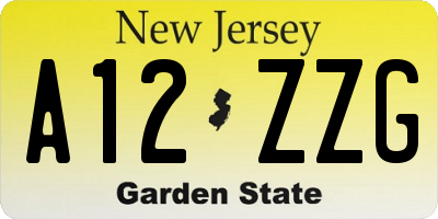 NJ license plate A12ZZG