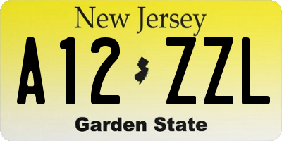 NJ license plate A12ZZL