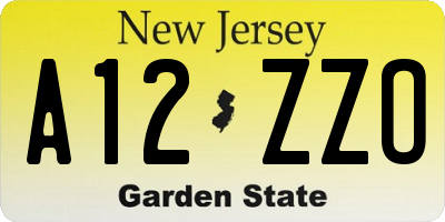 NJ license plate A12ZZO