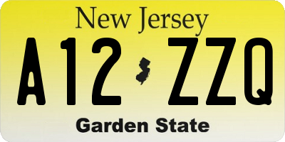 NJ license plate A12ZZQ