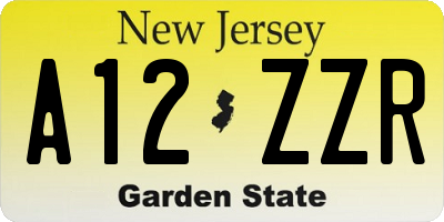 NJ license plate A12ZZR