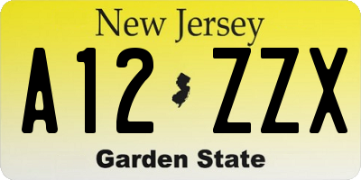 NJ license plate A12ZZX