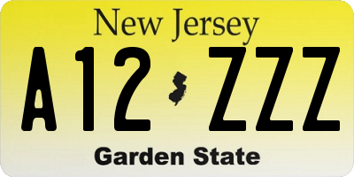 NJ license plate A12ZZZ