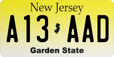 NJ license plate A13AAD