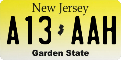 NJ license plate A13AAH