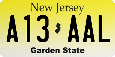 NJ license plate A13AAL