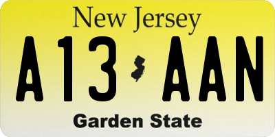NJ license plate A13AAN