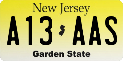 NJ license plate A13AAS