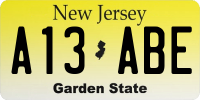 NJ license plate A13ABE
